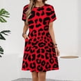 thumbnail image 2 of Animal Print Black Red Leopard Spots Sundress Short Sleeve Dress Summer Women Clothes Dress for Women Dresses, 2 of 7