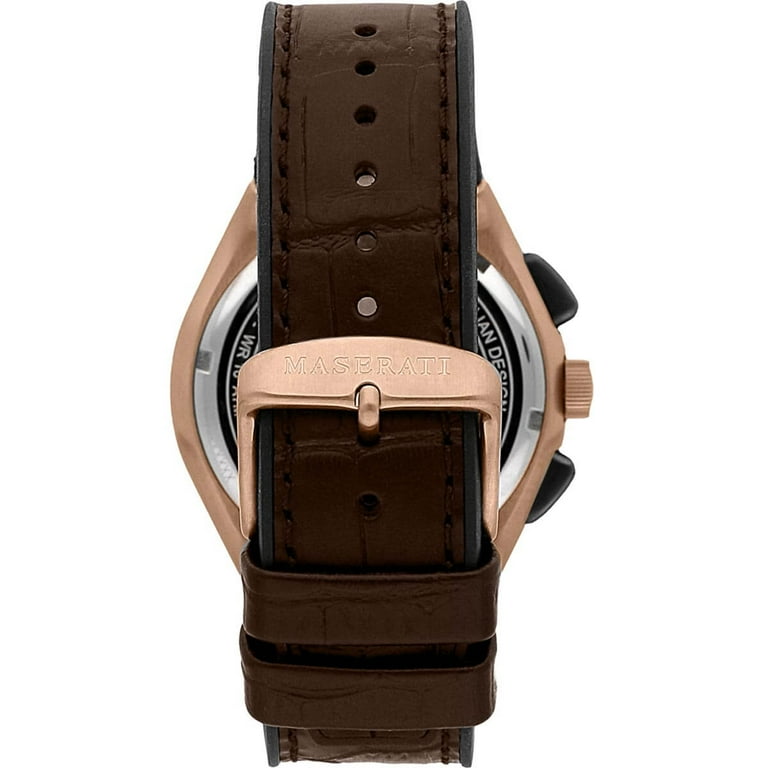 Maserati R8871639003 Men's Triconic Chronograph Brown Strap Watch