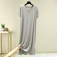 thumbnail image 7 of Bovxnpu Nightgowns for Women Short Sleeve Sleepshirt Loungewear Cotton V-Neck Short Sleeve Long Nightgown Home Wear Sleepwear, 7 of 7