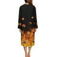 thumbnail image 2 of Xoenoiee Pumpkin Fire Print Women Zipper Robes Full Length Nightgown Bathrobe Halloween Lightweight House Coat with Pockets Long Sleeves Loungewear, M, 2 of 7