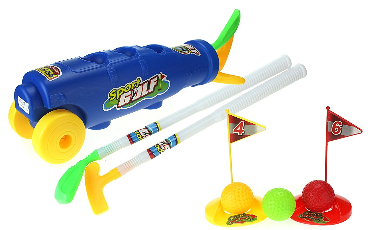 Sports Toys Toy Golf Set w/ 2 Clubs, 3 Balls, 2 Ball Cups With Flags
