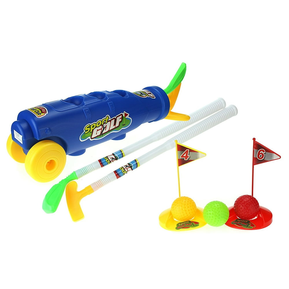 Sports Toys Toy Golf Set w/ 2 Clubs, 3 Balls, 2 Ball Cups With Flags