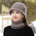 thumbnail image 7 of WMTBSRSW 2-Pieces Winter Hat Scarf Set, Knit Warm Beanie Hat with Brim Fleece Lined Neck Warmer Slouchy Visor Hats Scarf for Women, 7 of 7