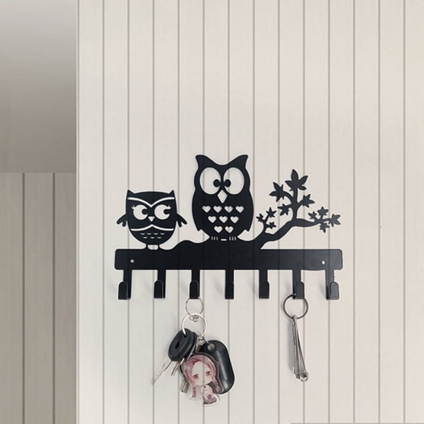Gancho creativo para llaves con forma de búho, sencillo, para colgar en la pared, de hierro forjado, estilo ins, adornos para colgar en el hogar
