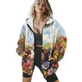 thumbnail image 4 of COEQINE Women's Full Zip Up Hoodie Oversized Fashion Sweatshirts Cute Guinea Pig and Floral Pattern Y2K Outfits Jacket Long Sleeve Fall Casual Wear Lightweight Tops with Pockets, 2XL, 4 of 7