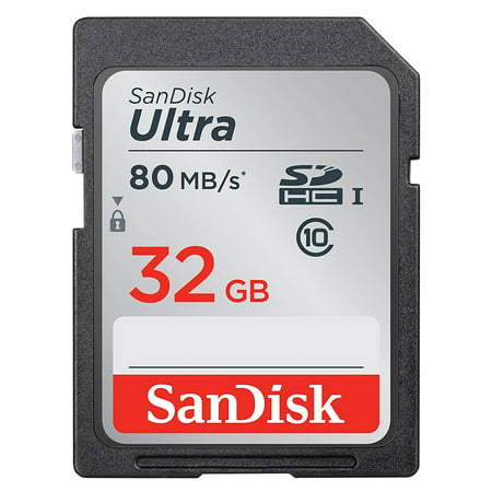 32GB Ultra Class 10 SDHC UHS-I Memory Card Up to 80MB, Grey/Black (SDSDUNC-032G-GN6IN), Great choice forWalmartpact to mid-range point and shoot cameras By