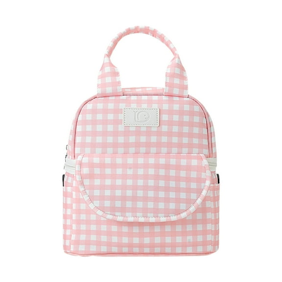 geerera 2025 New Checkered Pattern Fashionable Back Milk Bag, Outdoor Milk Bottle Insulated Bag with Adjustable Strap,Picnic Multi-purpose Lunch Bag Bento Bag 9.1x6.1x9.8 inch