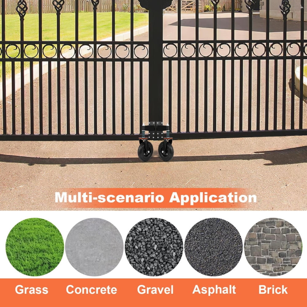 8 Inch Heavy Duty Fence Gate Wheel - 600lb Capacity for Metal Tube Gates with 360 Degree Rotation Spring Loaded Caster - Durable Wheel for Smooth Operation (Black）