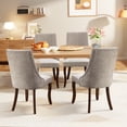 thumbnail image 3 of MIKIBAMA Upholstered Accent Chair for Dining Room with Curved Solid Wood Legs,Set of 4 (Beige), 3 of 6