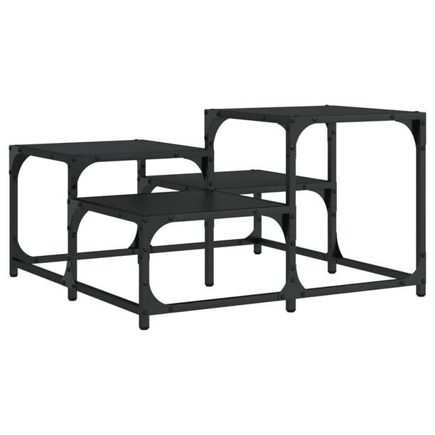 Mesa de café vidaXL cuadrada de madera de ingeniería negra con marco de metal