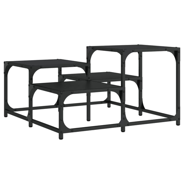 Mesa de café vidaXL cuadrada de madera de ingeniería negra con marco de metal