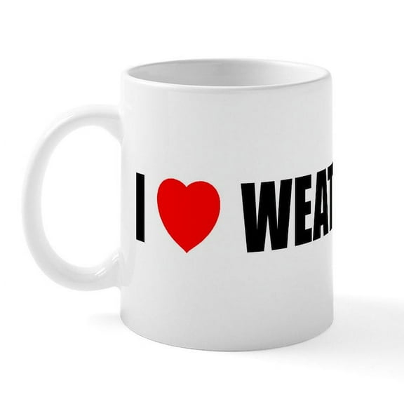 CafePress - I Love Weather Mug - 11 oz Ceramic Mug - Novelty Coffee Tea Cup