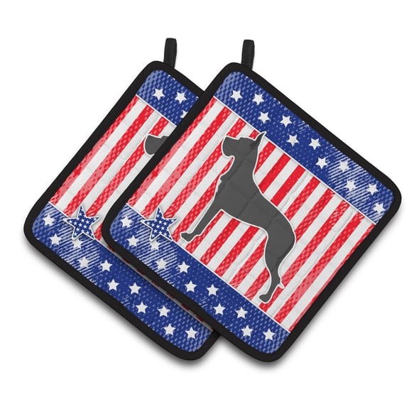 Carolines Treasures BB3375PTHD Patriotic Great Dane Pair of Pot Holders , 7.5HX7.5W, multicolor
