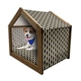 thumbnail image 1 of Kente Pattern Pet House, Traditional Style Design with Triangular Details Funky Pattern Print, Outdoor & Indoor Portable Dog Kennel with Pillow and Cover, 5 Sizes, Multicolor, by Ambesonne, 1 of 5