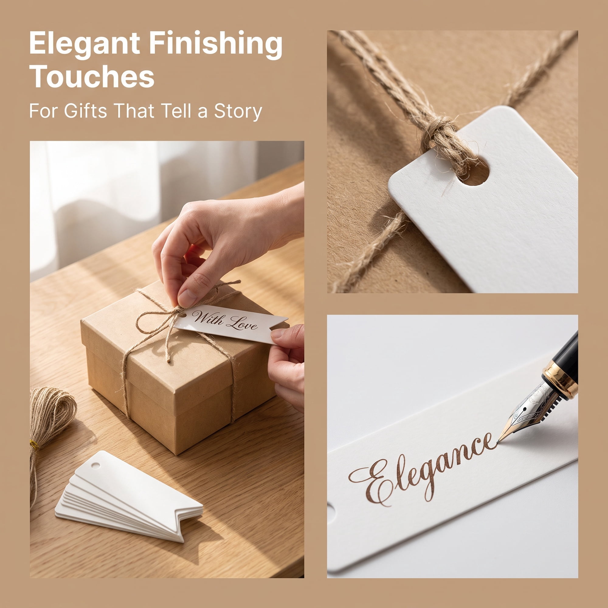 Unique Bargains Gift Tags with Natural Twine for All Occasions 0.8" x 2.8" White