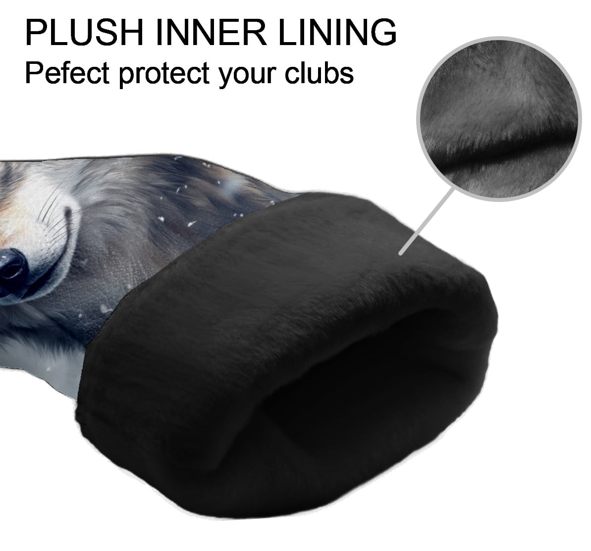 Golf Club Covers PU Leather Waterproof Head Covers for Fairway Woods Hybrids Gray Wolf Unisex Fits Most Brands