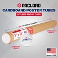thumbnail image 2 of Paclord 3" x 36" Heavy-Duty Reinforced Cardboard Mailing Tube, Pack of 6 Tubes with 12 Caps – Secure USPS Approved – Great for Shipping and Storing of Prints, Artwork, Posters or Documents, 2 of 4