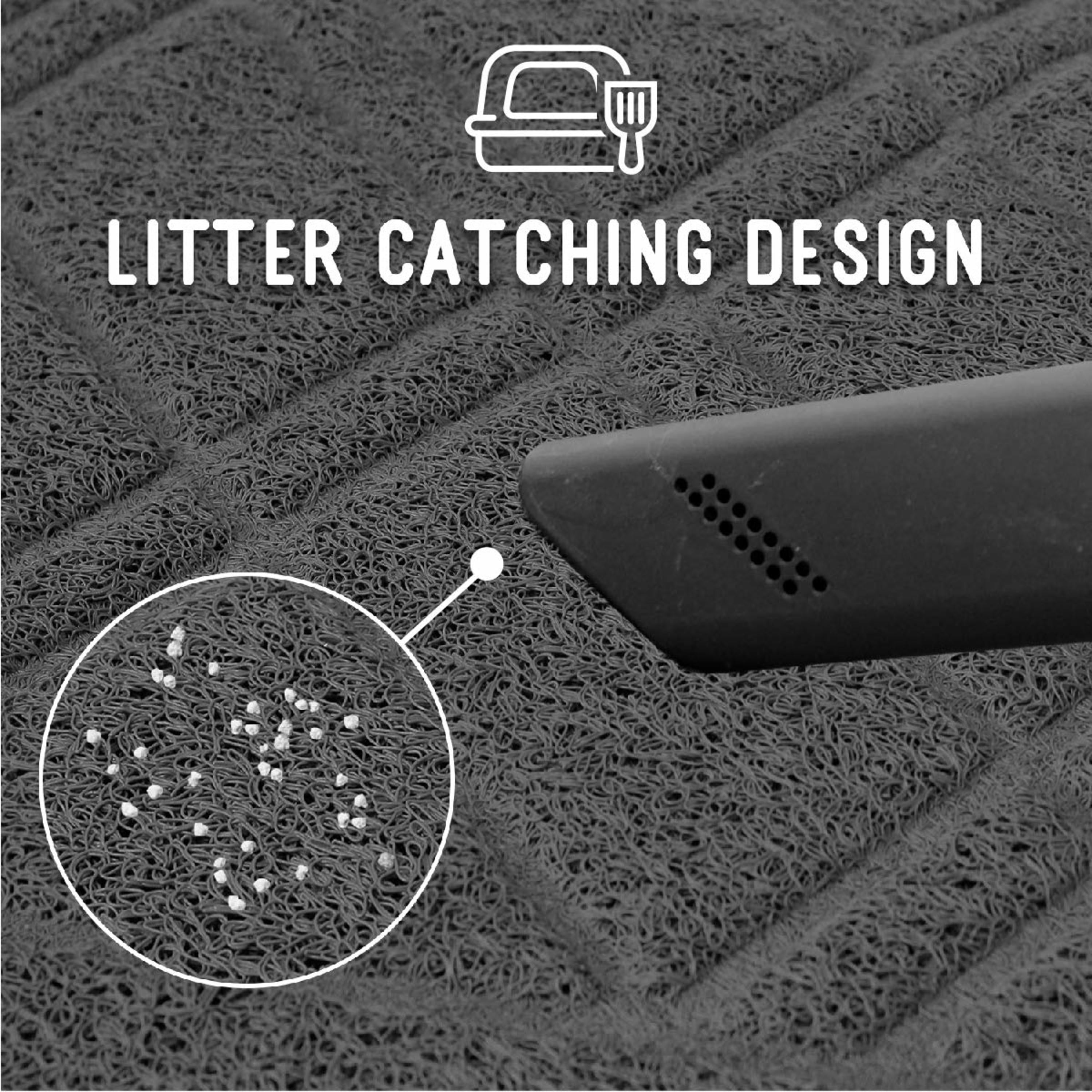 Downtown Pet Supply Non Slip and Washable Cat Litter Mat 35" x 42", Grey