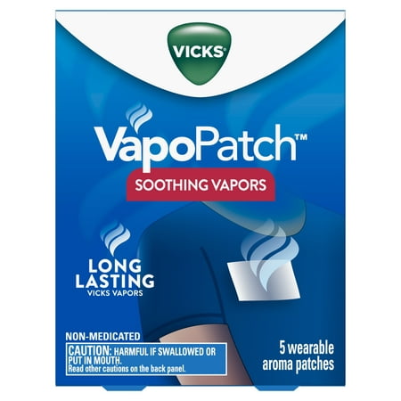 (2 pack) Vicks VapoPatch with Long Lasting Soothing Vicks Vapors for Adults &amp; Children Ages 6+, 5 Count