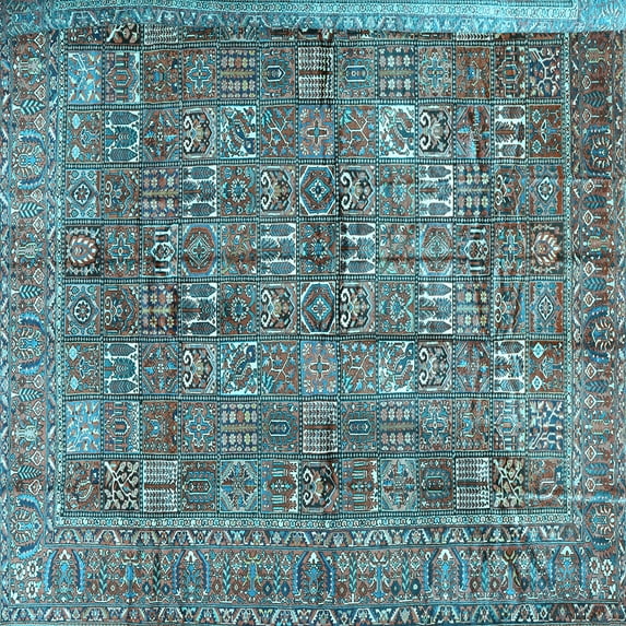 Ahgly Company Indoor Square Persian Light Blue Traditional Area Rugs, 4' Square