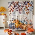 thumbnail image 3 of Shower Curtain 36"W x 72"L Fall Leaves Thanksgiving Pumpkins Wood Grain Fabric Shower Curtains Set with Hooks Water Repellent Bathroom Curtains Machine Washable Bathroom Accessories, 3 of 6