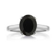 thumbnail image 2 of Gem Stone King 925 Sterling Silver Oval Black Onyx and White Created Sapphire Solitaire Ring for Women (3.03 Cttw, Gemstone Birthstone, Available in Size 5, 6, 7, 8, 9), 2 of 3