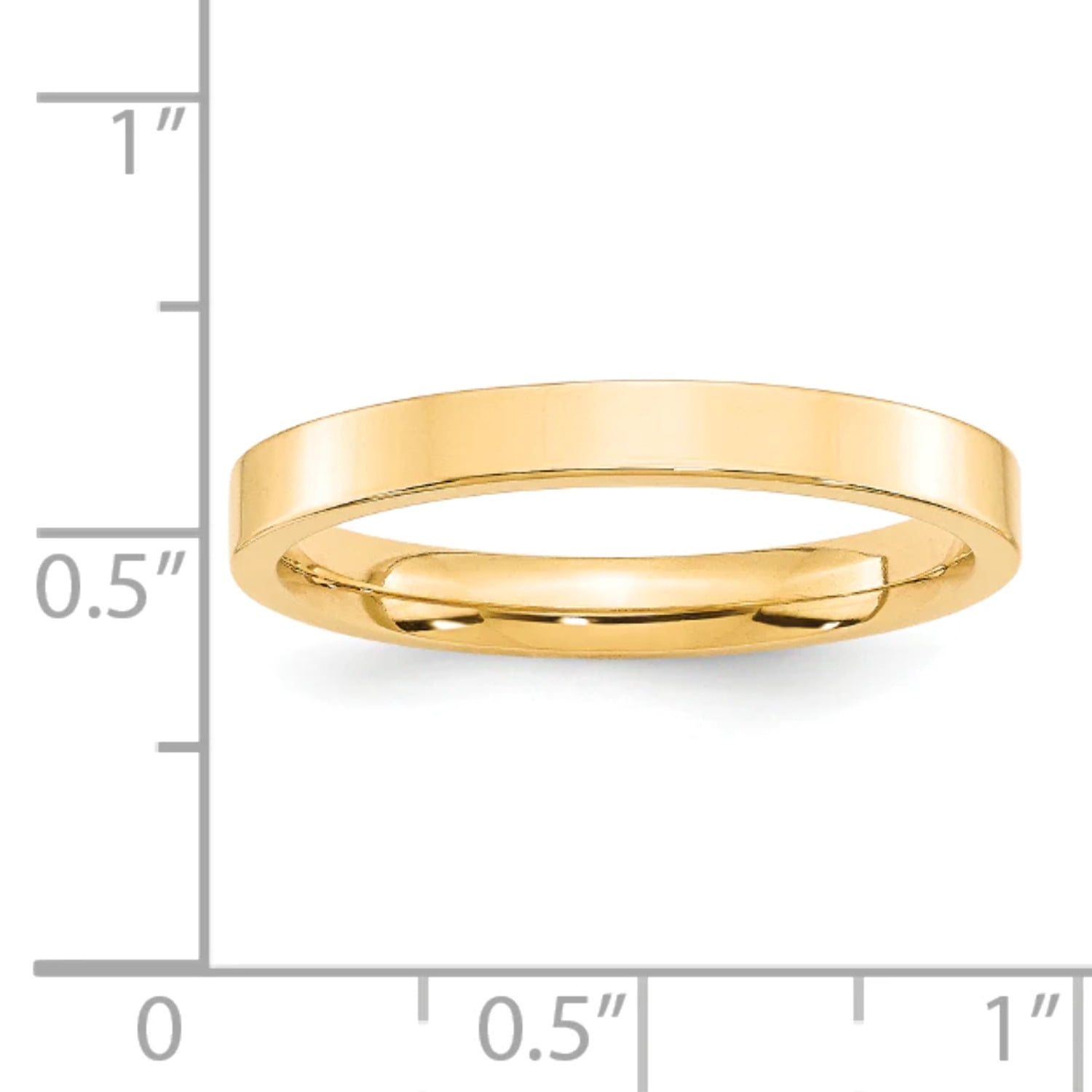 14k Yellow Gold Solid Polished 3mm Standard Flat Comfort-Fit Band Size 7.5 Ring Ring for Women and Men