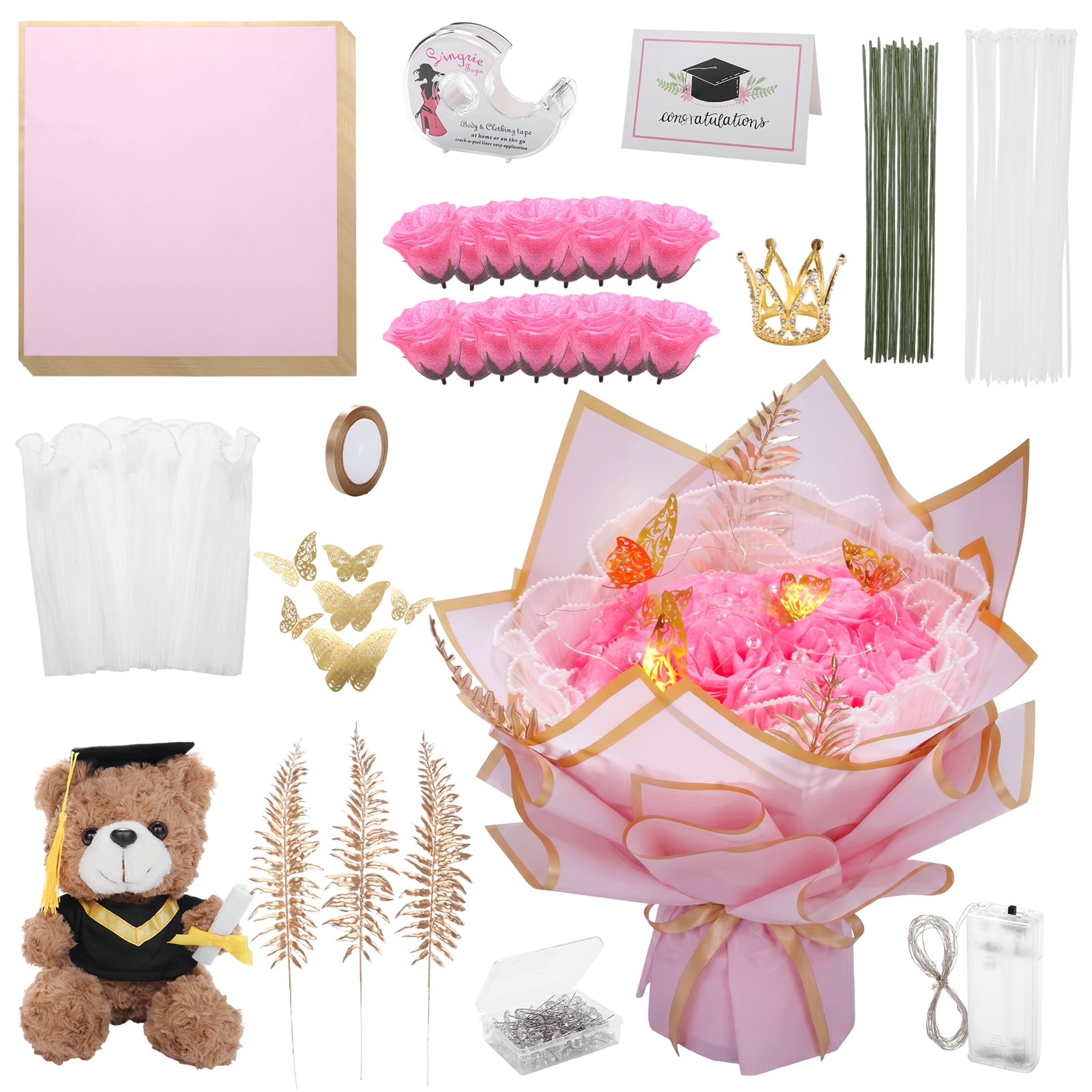 Kicpot 2026 Graduation Gifts for Money Bouquet Kit DIY Flower Bouquet Kit Class of 2026 DIY Money Gift Ideas for Middle High School College