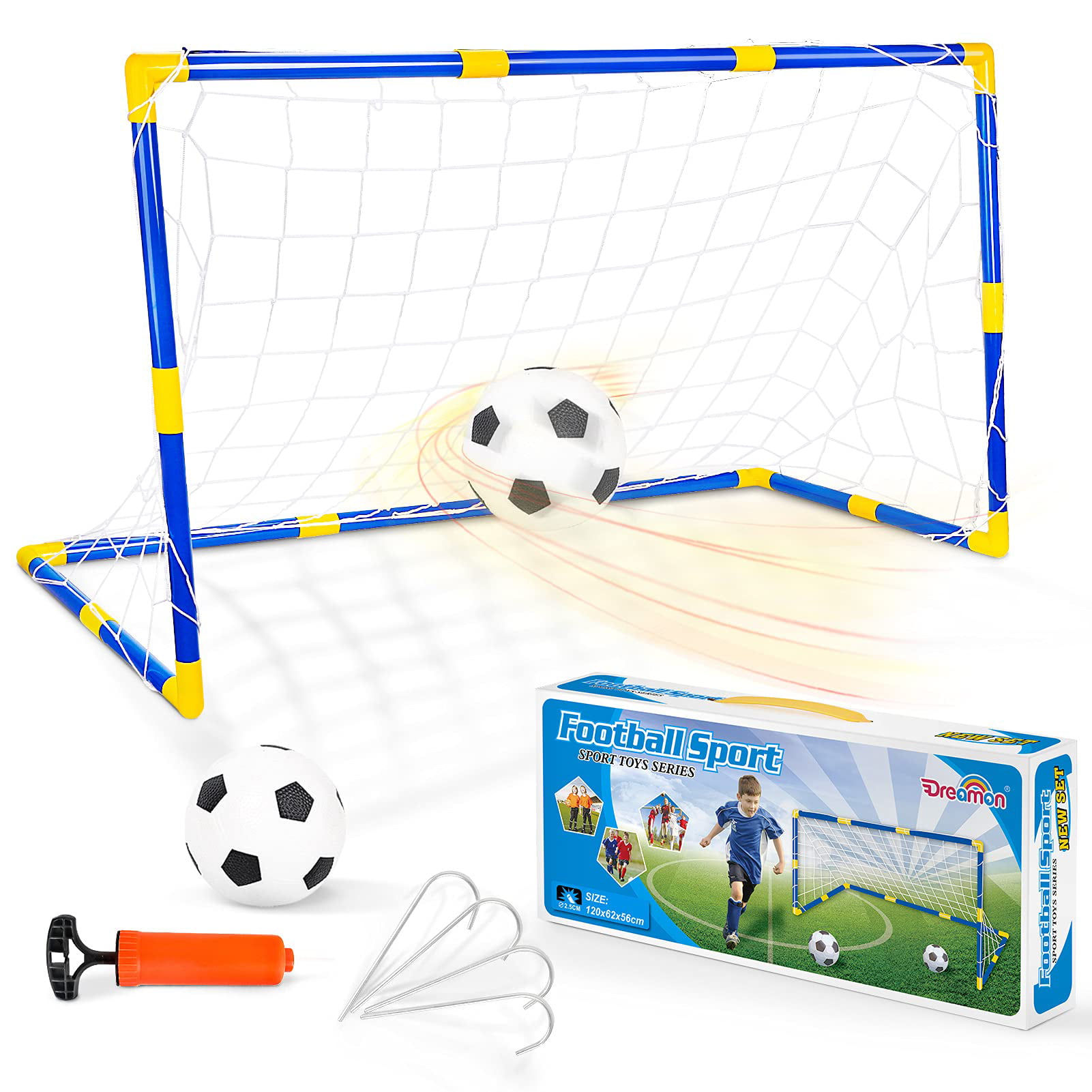 Children Ages 3 with Ball Beginner Sports Game Net Goals Foldable Soccer Set 