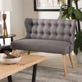 thumbnail image 2 of Baxton Studio Melody Tufted Wingback Loveseat in Gray and Light Brown, 2 of 9