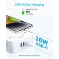 thumbnail image 3 of Anker Surge Protector Regleta de enchufe plano 2000J, cable de extensión delgado de 5 pies con 8 salidas, 2 puertos USB A y 1 puerto USB C, 20 W para iPhone15, montaje en pared, compacto para el hogar, 3 of 5