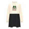 thumbnail image 4 of Pisexur Robes de Noël pour Femmes Mode Imprimé Noël Robes de Vacances Décontractées Col Rond Manches Longues Robe Fluide à Étages Mini Robe de Fête, 4 of 4