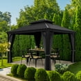 thumbnail image 2 of EGEIROS LIFE 12 Ft. W X 10 Ft. D Double Aluminum Hard Roof Patio Gazebo With Mosquito Net (Gray), 2 of 9