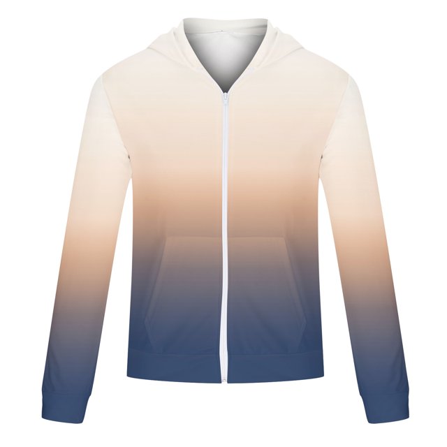 Hombres Casual Deportes Fitness Sudadera Con Capucha Cremallera Gradiente Estampado Chaqueta Pompotops oipoqjl36569