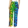 thumbnail image 3 of Goofa Multicolored Butterflies Printed Soft Pajama Pants for Women, Wide Leg Comfy Casual Lounge Yoga Pants-Medium, 3 of 9