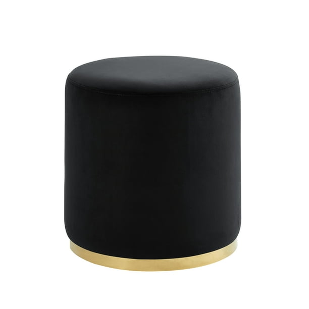Black Gold Velvet Round Ottoman Walmart Com Walmart Com