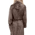 thumbnail image 4 of Mocassi Women’s Plush Fleece Spa Bathrobe, Shawl Collar and Pockets, Velvet Soft and Warm Long Robe - Medium, Taupe, 4 of 5