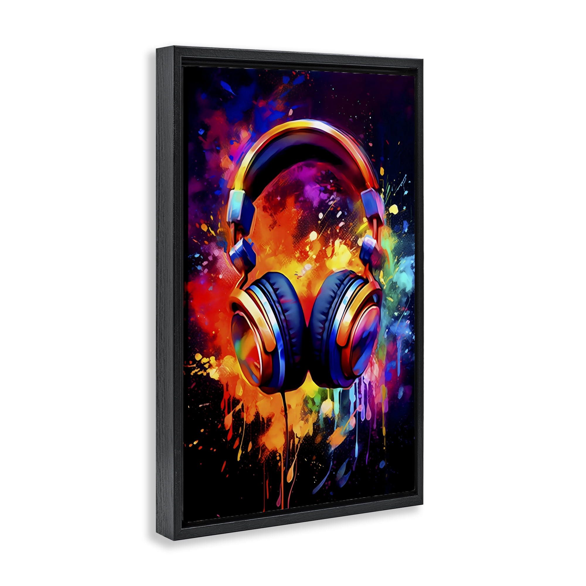 Stupell Industries Musical Color Pop Splash Black Framed Floater Canvas Wall Art, design by Creative Studio