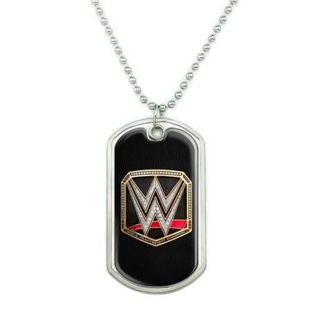 WWE World Heavyweight Champion Title Logo Military Dog Tag Pendant Necklace with Chain