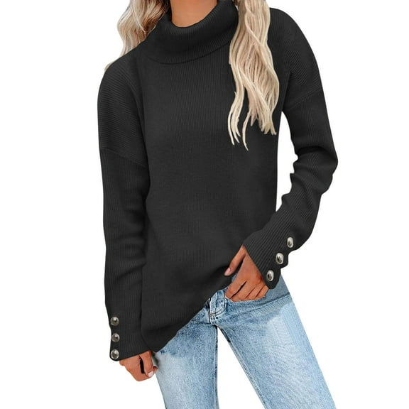Women Solid Color Long Sleeve Cowl Neck Pullover Sweater