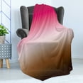thumbnail image 4 of Ombre Soft Flannel Fleece Throw Blanket, Neutral Colors Combine Summer Sugary Inspired Graphic, Cozy Plush for Indoor and Outdoor Use, 70" x 90", Hot Pink Chocolate, by Ambesonne, 4 of 5