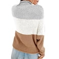 thumbnail image 2 of TWZH Women Tricolor High Collar Long Sleeve Sweater Tops, 2 of 3