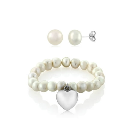 Freshwater Pearl Heart Toggle Bracelet - 7