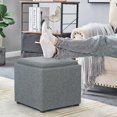 thumbnail image 4 of Joveco Storage Square Ottoman with Tray, Small Linen Foot Rest Stool Cube, Coffee Table for Dorm Living Room Bedroom, Gray, 4 of 15