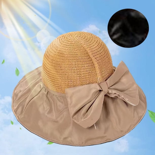 Sombrero para el sol para mujer, gorra de ala ancha, sombrero para el sol al aire libre, cómodo sombrero de playa flexible, gorra de pesca para viajes Caqui