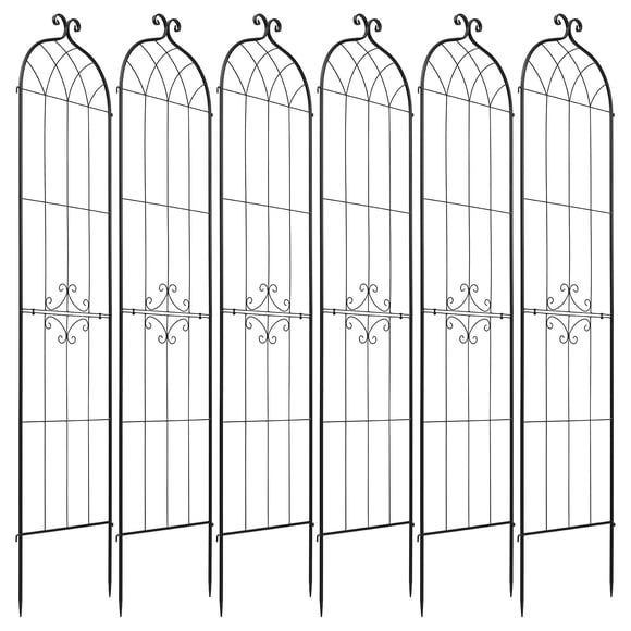 KFFKFF Garden Trellis, 87 x 20 inch Rose Trellis, 6 Packs Garden Flower Rose Trellises with Powder-Coated Finish & Convenient Locking Design, Plant Support Trellises for Flowers