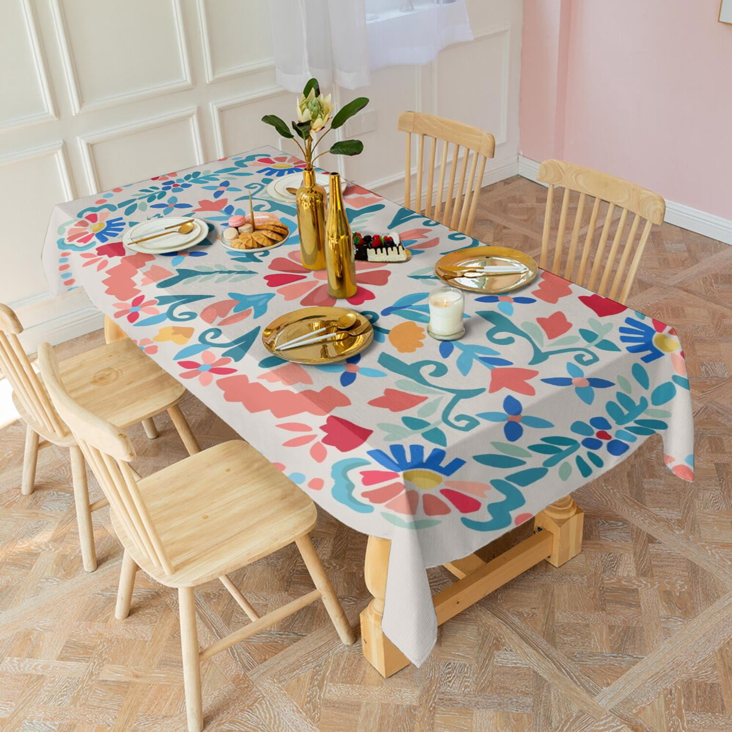 Rectangle Waterproof Tablecloth Graffiti Bosch Reusable Indoor/Outdoor Durable Table Cover for Kitchen and Dining Room 60 Inch X 102 Inch