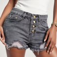 thumbnail image 4 of acuever Women's No Pinch Stretch Denim Shorts Ripped Rolled Hem Jean Shorts Multi-Pocket Loose Fit with Adjustable Belt for Casual Summer Wear, 4 of 4