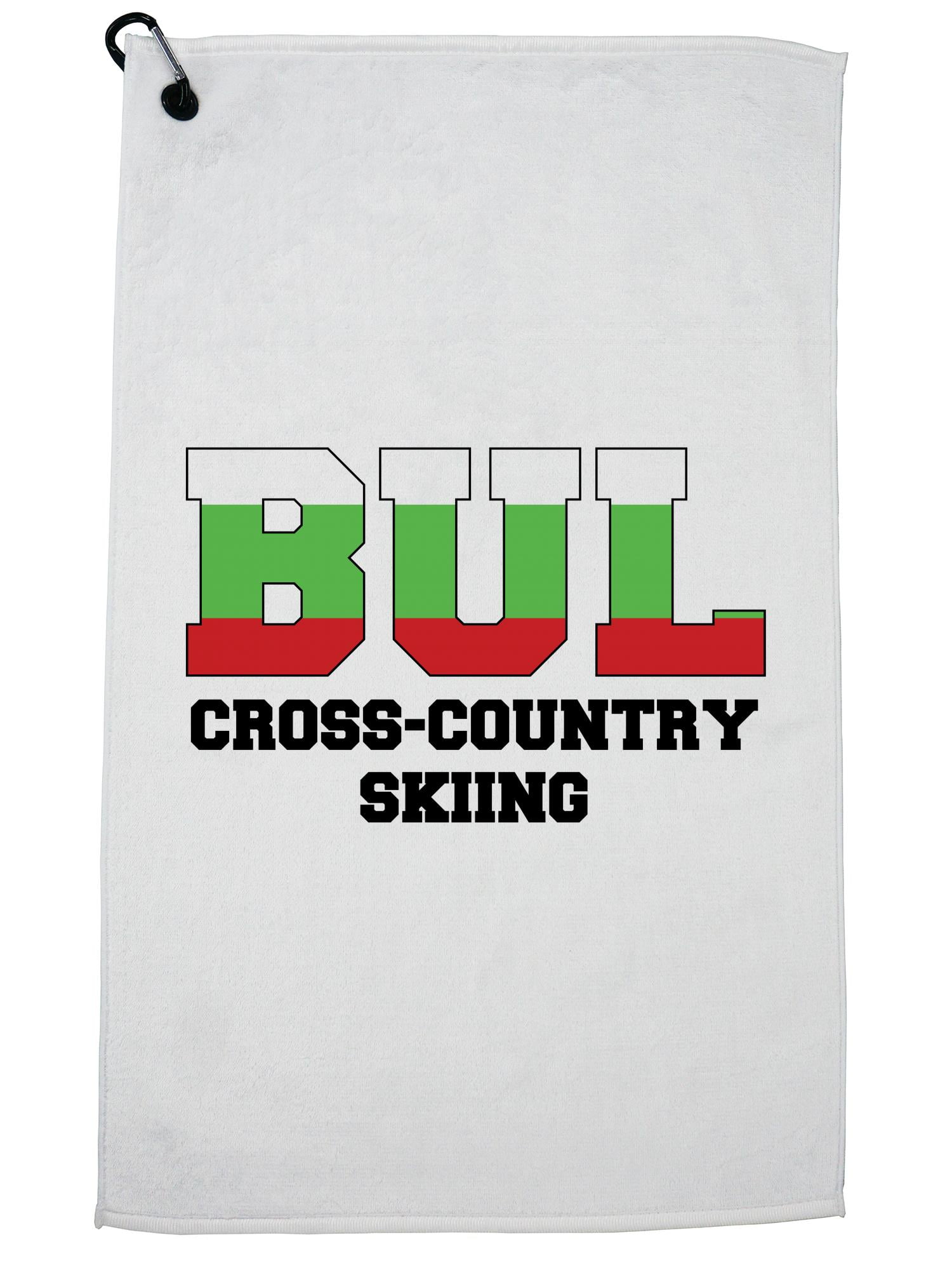 Bulgarian Cross-Country Skiing Winter Olympic BUL Flag Golf Towel with Carabiner Clip by Hollywood Thread