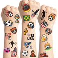 thumbnail image 1 of Yanonmyfd 100-Piece Temporary Soccer Tattoo Set – Premium Football Designs, Pre-Cut for Easy Application, Ideal for Party Supplies, Gifts, and Fan Events, 1 of 8